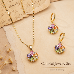 Ensemble collier et boucles d'oreilles en zircon plaqué or 18 carats pour femme, vente en gros, idéal pour un anniversaire - Product Image 4