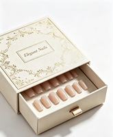 Boîte d'emballage en carton écologique de luxe avec logo personnalisé pour faux ongles à presser, autocollants pour ongles, cadeaux cosmétiques et festifs