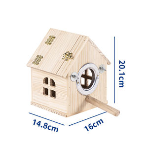 บ้านนกไม้เนื้อแข็งขนาดใหญ่ ดีไซน์ทันสมัยสำหรับกลางแจ้ง ลายสัตว์ บ้านสัตว์เลี้ยงสำหรับนกและสัตว์เล็ก เหมาะสำหรับห้องนั่งเล่น - Product Image 4