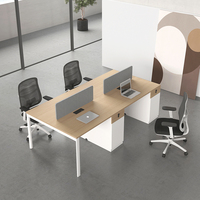 Mobilier de bureau modulaire moderne 6 places face à face, poste de travail pour le personnel avec bureau et ensembles de