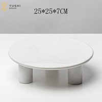 YUSHI Elegante Italiaanse stijl natuurlijke marmeren dienblad met voetstuk Uniek sculpturaal stenen decoratief bord voor luxe huisdecoratie
