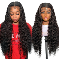 Perruque frontale bouclée en cheveux humains de qualité 12 Grade, 13x4, double densité 300, effet volumineux, noire naturelle, 14, 16, 18 pouces