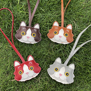 Pendentif tête de chat Kawaii en cuir PU, porte-clés pour femme, breloque mignonne pour sacs, décorations et accessoires - Product Image 5