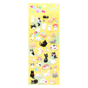 Autocollants en mousse gonflée 3D Miaow Kitties personnalisés, de haute qualité, bon marché, impression sérigraphique, adhésifs, imperméables, écologiques, couleur CMYK - Product Image 3