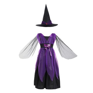 Witch Costume For Kids Orange Black Tutu Dress With <b>Hat</b> And Broom Halloween Cosplay Outfit Age 5 7 Years - Product Image 4
