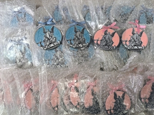 Medaglie Religiose con Angelo per Culla e Preghiera per Bambini con Nastro in Raso, Lega di Zinco Placcata Argento, Stampa Serigrafica - Product Image 6