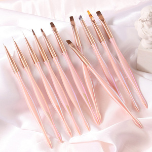 Ensemble de pinceaux à ongles en gel UV, grands, carrés et ronds, pour peinture, estompage et liner, avec pointe ronde, plate et oblique, pour manucure et nail art en salon - Product Image 4