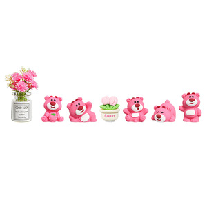 Ornement de voiture en forme d'ours fraise, décoration en résine de dessin animé pour tableau de bord, accessoire d'intérieur - Product Image 5