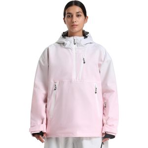 Veste de ski pour femme à capuche, rose, color-block, imperméable 15K, coupe-vent, respirante, pour snowboard et activités de plein air - Product Image 1