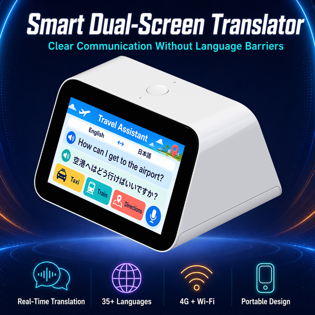 Portable Electronic Translator 4G WiFi Dual Display Real Time Speech Translation for Tourism Exhibitions and Global Business