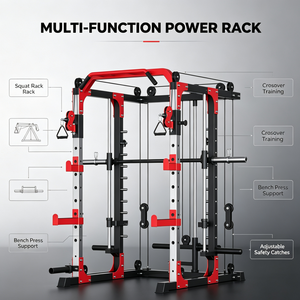 Attrezzatura Fitness Multifunzionale Smith Machine per Palestra Domestica, <span class=keywords><strong>Combo</strong></span> Crossover con Cavi e Rack per Squat in Acciaio Resistente - Product Image 1