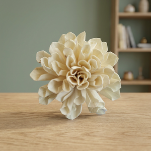 Flor de Dalia Seca Hecha a Mano, Color Crema, Decoración de Interiores, Hogar, Oficina, Graduación, Regalo de Inauguración de Casa, Todas las Temporadas, Alta Calidad - Product Image 1