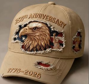 Casquette de baseball 6 panneaux US 250e anniversaire, impression numérique, broderie 3D, unisexe, visière personnalisée, style streetwear décontracté, tissu Dobby, sportif - Product Image 4
