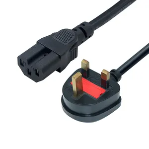 1.8M 0.75มม.ปลั๊กอังกฤษ5A ฟิวส์ Ac Uk 3Pin Iec 60320 C15 Pc เชื่อมต่อแล็ปท็อปสายไฟขยาย