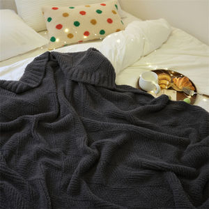 Couverture tricotée Jacquard en diamant de couleur unie en polyester 100% pour la chambre d'hiver Blanker <span class=keywords><strong>et</strong></span> le bureau <span class=keywords><strong>TN</strong></span> - Product Image 2