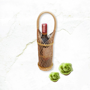 Porte-bouteille de vin en noix de coco tissé à la main du Vietnam, support naturel simple ou double pour bouteilles, panier d'emballage pour vin - Product Image 4