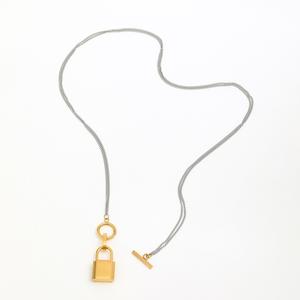 JOOLIM उच्च अंत स्टेनलेस स्टील ताला लटकन टॉगल स्टील रंग श्रृंखला हार 18K सोना मढ़वाया आभूषण थोक - Product Image 3