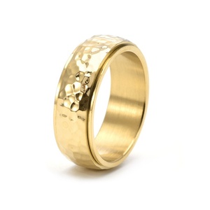 Viking Trendy Gold Hammered Damascus Knocker <b>Rings</b> Stainless Steel Tungsten Wedding Jewelry for Men and Women Gift for <b>Couples</b> - Product Image 2