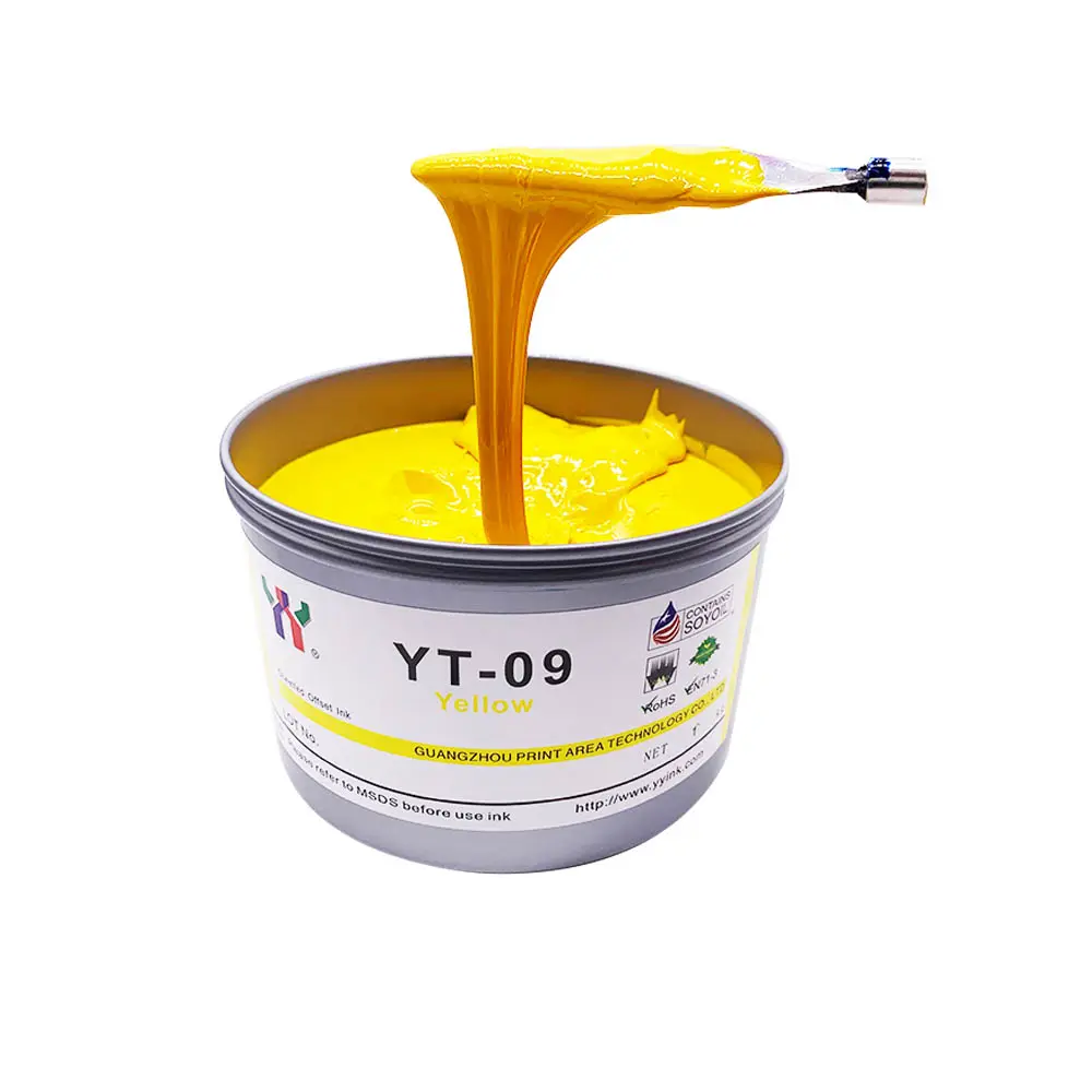 Ceres YT-09 Tinta Cetak Offset Kedelai Cepat Kering untuk Paket Makanan, 1Kg/Kaleng, Kuning