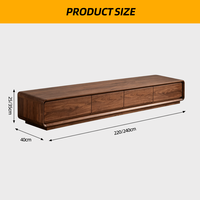 Meuble TV en bois de noyer noir 100% naturel, 240 cm de long, centre de divertissement moderne, meuble TV avec 4 tiroirs, console multimédia, table de salon