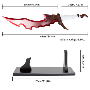 Espada Curva Roja de 63 cm de Solo Leveling con Soporte, Mango Blanco y Guarda Marrón, Espada de Cosplay para Juegos - Product Image 2
