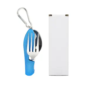 Camping Stainless Steel Cutlery Travel Cutlery Functional Utensil Outdoor Spoon Fork Knife Foldable Cutlery Set