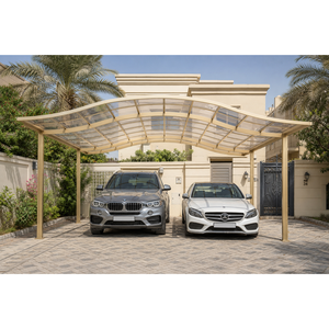 <span class=keywords><strong>Abri</strong></span> de <span class=keywords><strong>voiture</strong></span> moderne en aluminium à double baie avec protection solaire et auvent anti-UV pour jardin et cour arrière - Product Image 4
