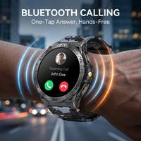 Reloj inteligente táctico resistente para exteriores de 1.6" con pantalla AMOLED, batería de 600 mAh, más de 100 modos deportivos, 3ATM, monitor de actividad física K71