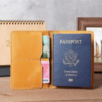 5503 rétro Crazy Horse en cuir véritable porte-carte multi-fonctionnel passeport portefeuille multi-carte fente Document sac billet pièce