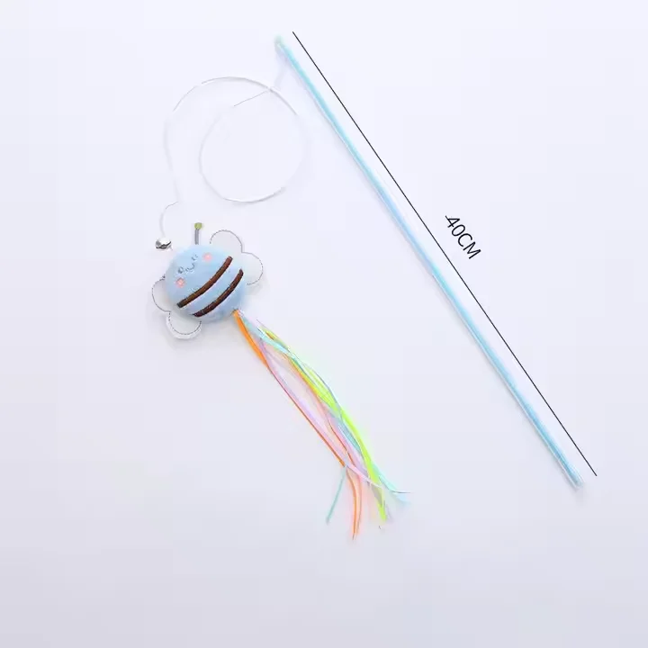 cat toy bird string stick