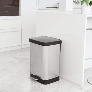 De Metal de acero inoxidable <span class=keywords><strong>Pedal</strong></span> de pie residuos Bin 50l/cubo de basura/basura Bin <span class=keywords><strong>con</strong></span> cubierta de plástico - Product Image 4
