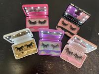 Cils en bande de vison véritable en gros avec colle ou kit de pinces, miroir LED et boîte à cils