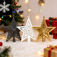 En stock: Adornos de estrella para la punta del árbol de Navidad, transfronterizos, dorados, plateados, rojos, electrochapados, pentagramas huecos, modernos y minimalistas.