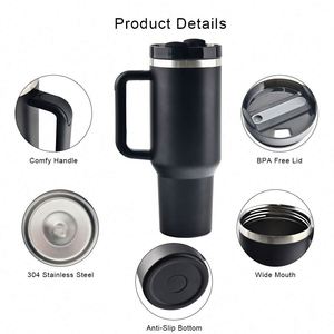 Custom Logo 40oz & 30oz Tumbler Double Wall Stainless Steel Vacuum <b>Insulated</b> Travel Coffee <b>Mug</b> With Handle & Leakproof Lid - Product Image 3