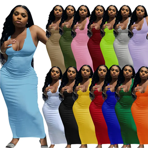 2026 NOVO KJ Custom Logo Casual Bodycon Prom Dress Senhoras Sem Mangas Vestido de Verão Mulheres Vestuário Feminino Maxi Dress - Product Image 1