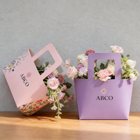 Boîte à fleurs portable, sac à main en papier, sac cadeau, boîte cadeau pour fête, emballage pratique, panier à fleurs pour fleuriste