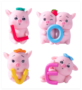 3D fai da te Micro fata accessori da giardino Mini maialino in resina con amore figurina animale <span class=keywords><strong>inglese</strong></span> per borsa cieca acquario giocattolo per bambini - Product Image 3