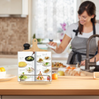 Support de lecture réglable en bois de bambou, tablette, chef, apprentissage à domicile, étagère de cuisine pliable, support de livre fixe, porte-livre de cuisine