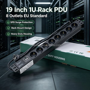 PDU robuste pour centre de données 1U 19 pouces 8 voies, unité de distribution d'alimentation de type européen avec protection contre les surtensions SPD 16A - Product Image 6