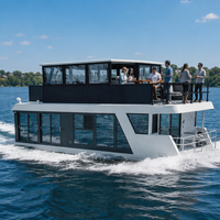 Maison flottante familiale de 11 m au design européen avec salle de bain, 2 chambres, salon et cuisine, climatisation, réfrigérateur, idéale pour les locations Airbnb