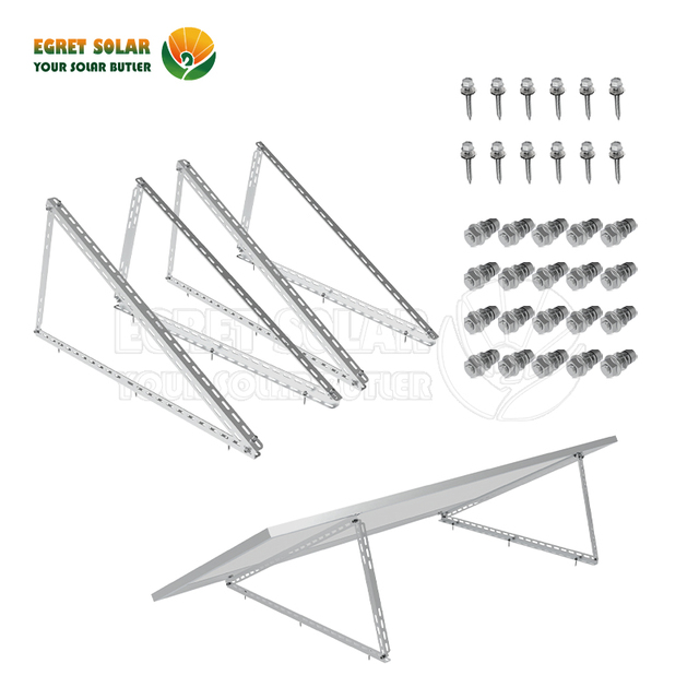 Anodized Aluminum Adjustable Solar Flat Roof Mounting System Triangle Structure