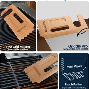 Raspador de madera transfronterizo para limpieza de barbacoas, raspador para parrillas de barbacoa, parrilla de barbacoa para cocina y exterior con mango, barbacoa - Product Image 4