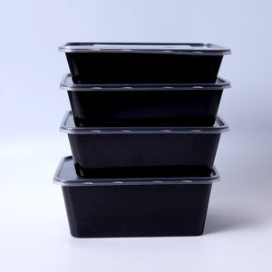 TIYA Tazones De Comida Recipientes De Plástico Negro Para Llevar, Reutilizables, Aptos Para Microondas Y Lavavajillas Resistentes A Fugas Para