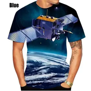 New Fashion 3d Print Space Station And Satellite Graphic Tshirt For Men Short Sleeves Casual O-neck Cool Tee Tops Streetwear