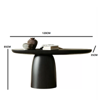 Table console de style moderne artistique pour la maison, avec plateau ovale et base en bois massif, pour le hall d'entrée, le couloir, le salon