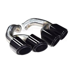 Embouts d'échappement pour Porsche Cayenne 958-2 3.0L <span class=keywords><strong>V6</strong></span> 2015-2017, embouts de silencieux quadruples, noir/argent, acier inoxydable 304, 1 pièce, SYPES - Product Image 5
