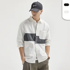 Двухцветная уличная стильная модная Механическая рубашка для мужчин с логотипом на заказ черно-белая рубашка
