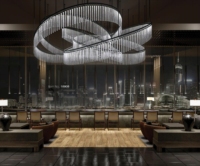 Salle à manger en verre de haute qualité Led Luxe Grand Restaurant Bar Éclairage Lustre Moderne Pour Hauts Plafonds