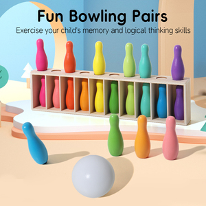 Classic Interactive Bowling Matching Game Set with Color Recognition Pins and Hand-Eye Coordination Training Toy for Toddlers - Product Image 2