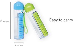 Botella de Agua Portátil y Organizador de Pastillas - Botella de Agua de Viaje de 400 ml con Estuche Semanal para Pastillas para 7 Días, para Actividades al Aire Libre - Product Image 4